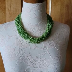 Green Beaded Statement Necklace